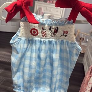 Blue and Red Checkered Baby Romper